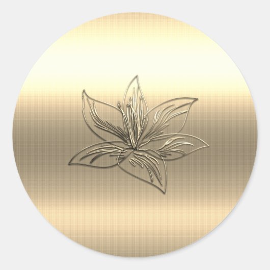 Gold Lily Floral Runder Aufkleber (Vorderseite)