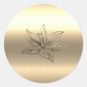 Gold Lily Floral Runder Aufkleber