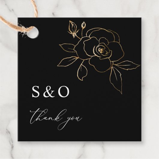 Gold-Linde-Blüte - Schwarz Geschenkanhänger (Vorderseite)
