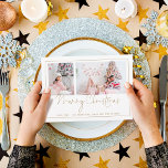 Gold Line 2 Foto Script Merge Weihnachtskarte<br><div class="desc">Gold Line Border 2 Foto Script Frohe Weihnachtskarte. Minimalistische Eleganz mit einer goldenen Single-Linie. Ersetzen Sie die beiden Fotos durch Ihre eigenen und personalisieren Sie mit Ihrem Gruß und Namen unten. Frohe Weihnachten ist in einem stilvollen Set-Skript.</div>