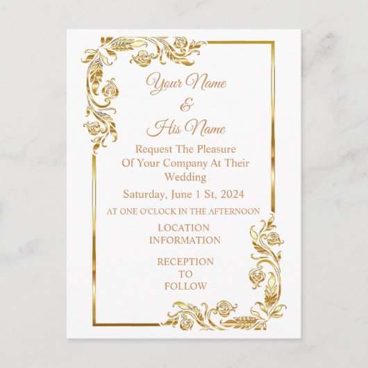 Gold Line Art Border Thunder_Cove Postkarte (Vorderseite)