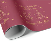 Gold Line Art New Year Design Geschenkpapier (Rolleneckpunkt)