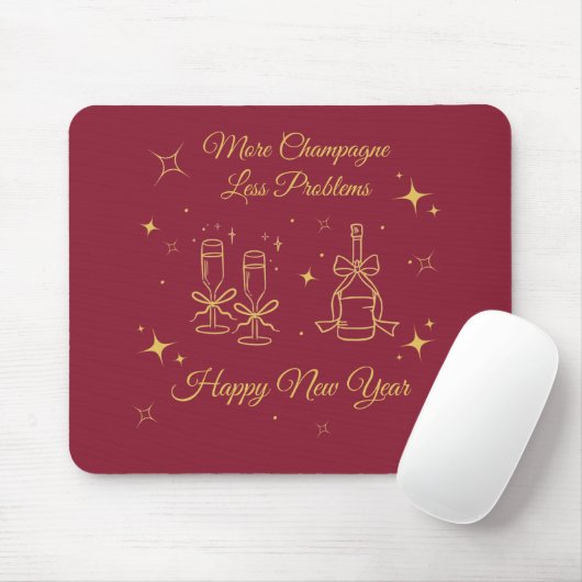 Gold Line Art New Year Design Mousepad (Mit Mouse)