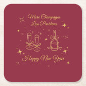 Gold Line Art New Year Design Rechteckiger Pappuntersetzer (Vorderseite)
