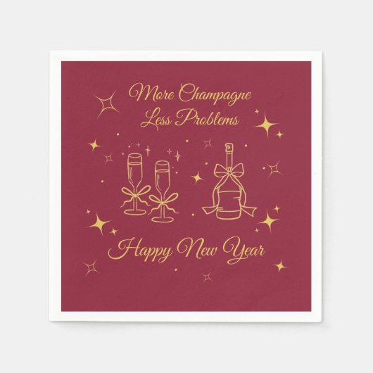 Gold Line Art New Year Design Serviette (Vorderseite)