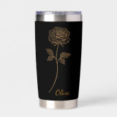 Gold Line Art Rose Custom Name Gift Thermobecher (Rückseite)