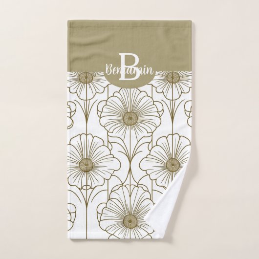 Gold Line Blumenmuster Handtuch Badhandtuch Set (Handtuch)