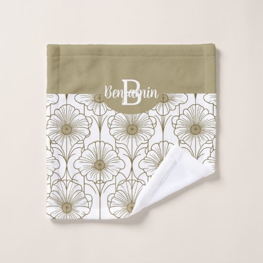 Gold Line Blumenmuster Handtuch Badhandtuch Set (Waschlappen)