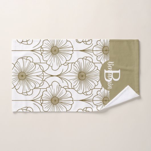 Gold Line Blumenmuster Handtuch Badhandtuch Set (Handtuch)