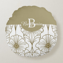 Gold Line Blumenmuster Rundkissen Rundes Kissen