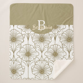 Gold Line Blumenmuster Sherpa Blanket Sherpadecke