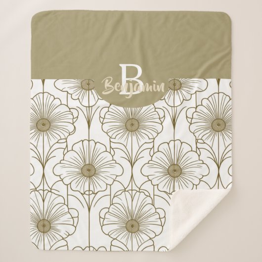 Gold Line Blumenmuster Sherpa Blanket Sherpadecke (Vorderseite)