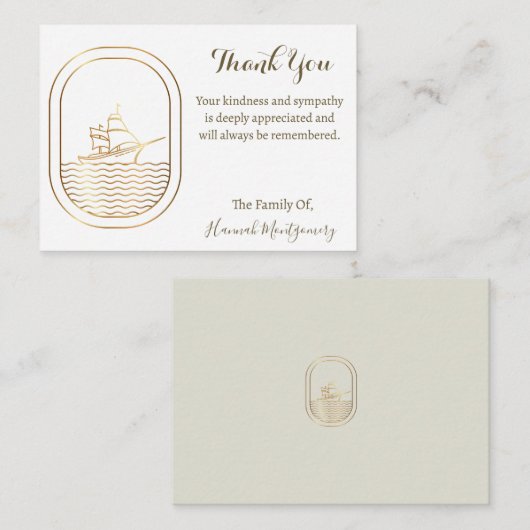 Gold Line Boot Ocean Danke Karte (Vorne/Hinten)