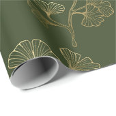 Gold Line Botanisches Muster Geschenkpapier (Rolleneckpunkt)