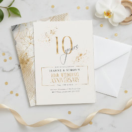 Gold Line Floral 10 Jahre Jubiläum ID169 Einladung