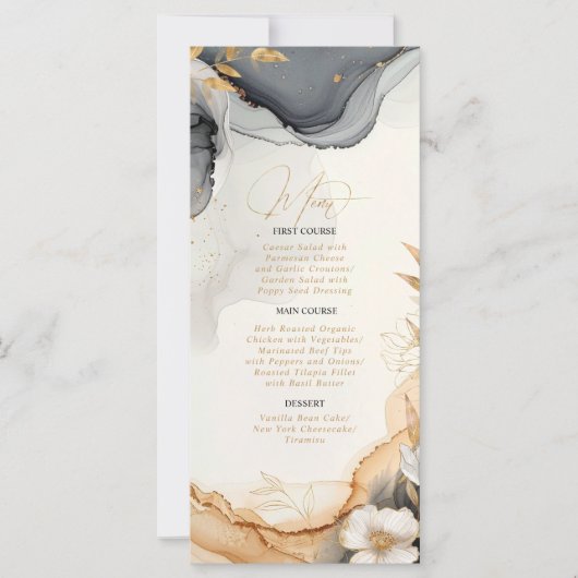 Gold Line Floral 10 Jahre Jubiläumsmenü ID1169 (Vorderseite)