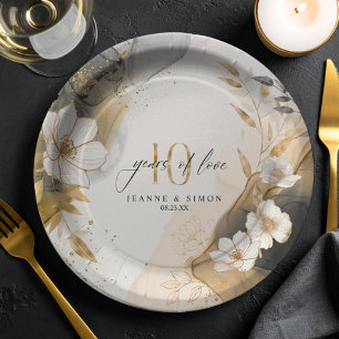 Gold Line Floral 10. Jubiläums-ID1169 Pappteller