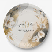 Gold Line Floral 10th Anniversary ID1169 Pappteller (Vorderseite)