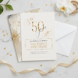 Gold Line Floral 50 Jahre Jubiläum ID169 Einladung