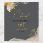 Gold Line Floral 60th Anniversary Cheers ID1169 Weinetikett (Einzelnes Label)