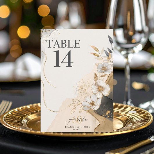 Gold Line Floral 60th Anniversary Table Num ID1169 Einladung