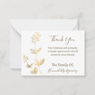 Gold Line Floral Beileid Vielen Dank Karte