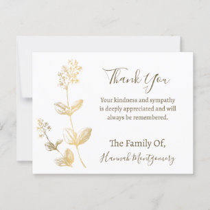Gold Line Floral Beileid Vielen Dank Postcard Postkarte