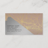 Gold Line Leaf Pattern | Silver Brushed Visitenkarte (Rückseite)