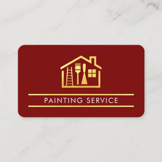 Gold Line Roller Brush Home Painter Visitenkarte (Vorderseite)