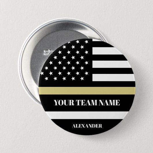 Gold Line U.S Flag mit benutzerdefiniertem Team &  Button (Vorne & Hinten)