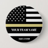 Gold Line U.S Flag mit benutzerdefiniertem Team &  Button (Vorderseite)