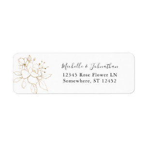 Gold Lined Floral Return Address Label