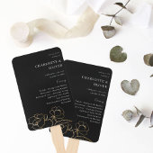 Gold Lined Floral Wedding Program 2 - Black Fächer