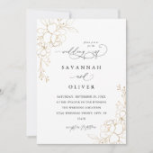Gold Lined Floral White & Black Wedding (Vorderseite)