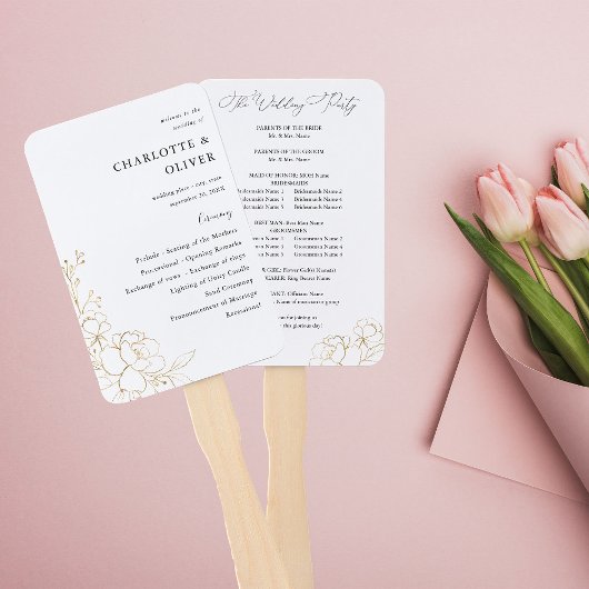 Gold-Lined-Hochzeitsprogramm Fächer