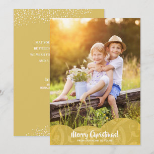 Gold Linen Filigree Foto Weihnachtskarte Feiertagskarte