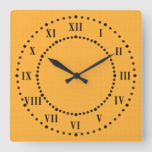 Gold Linen Look Roman Numerals Wall Clock Quadratische Wanduhr