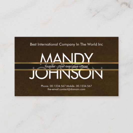 Gold Lines Placard Exquisite Brown Grunge CEO Visitenkarte (Vorderseite)