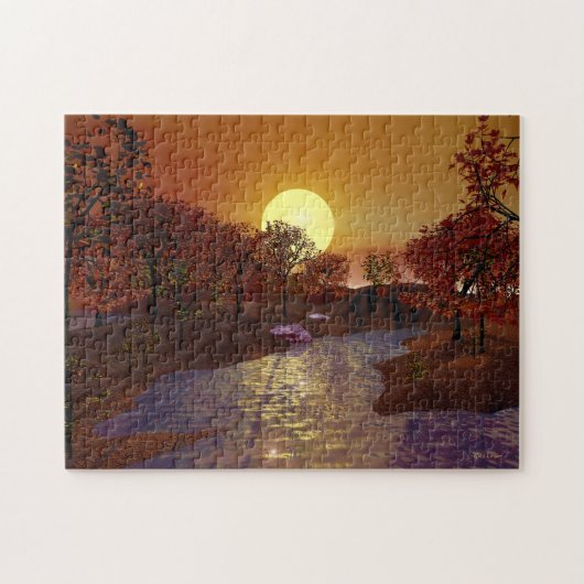 Gold Linger - Herbstszene Puzzle (Horizontal)