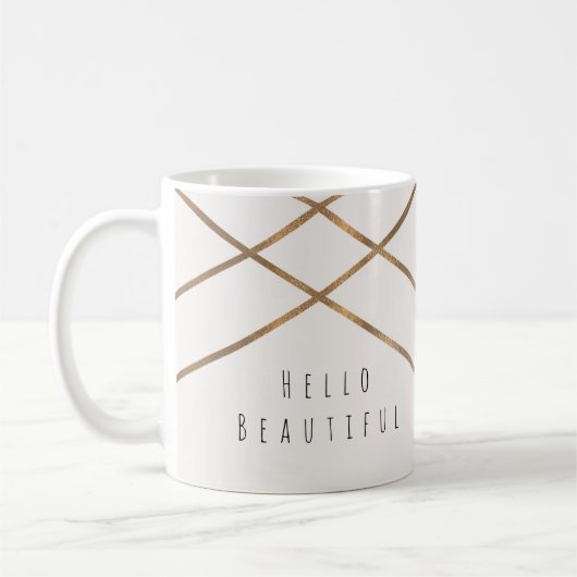 Gold Linien Modernes geometrisches Glam Beautiful Kaffeetasse (Links)