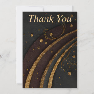 Gold Linien Punkte auf schwarzem Papier Danke Kart Einladung