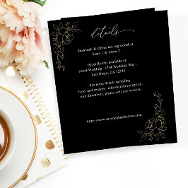 Gold-Linierte Blumendetails - Schwarz