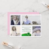 Gold Linierte Kleeblatt Fotokarte Karte (Vorderseite/Rückseite Beispiel)