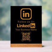 Gold LinkedIn QR Code Business Acrylschild (Neutral)
