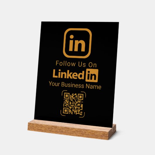 Gold LinkedIn QR Code Business Acrylschild (Winkel)