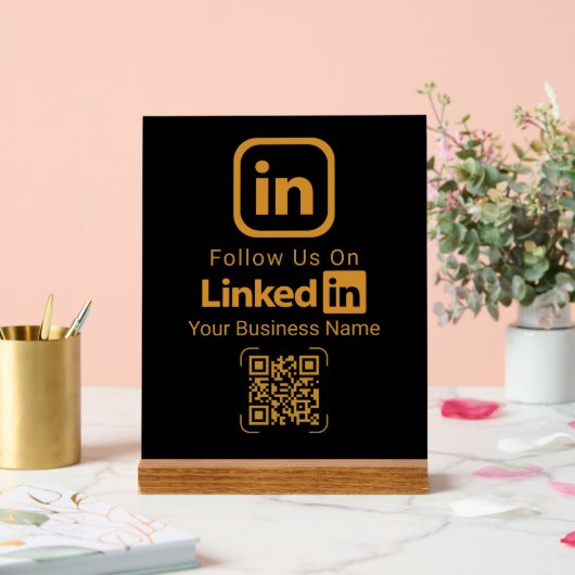 Gold LinkedIn QR Code Business Acrylschild (Hochzeit)