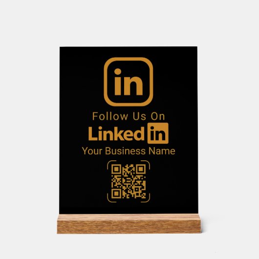 Gold LinkedIn QR-Code Geschäft Acrylschild (Vorderseite)