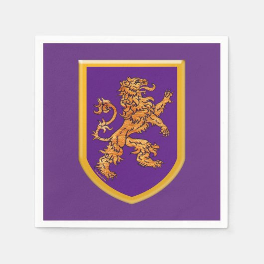 Gold Lion auf Lila Serviette (Vorderseite)