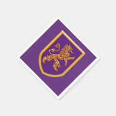Gold Lion auf Lila Serviette (Ecke)