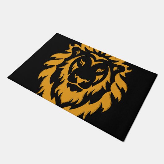 Gold Lion Big Graphic auf schwarz Fußmatte (Schrägansicht)